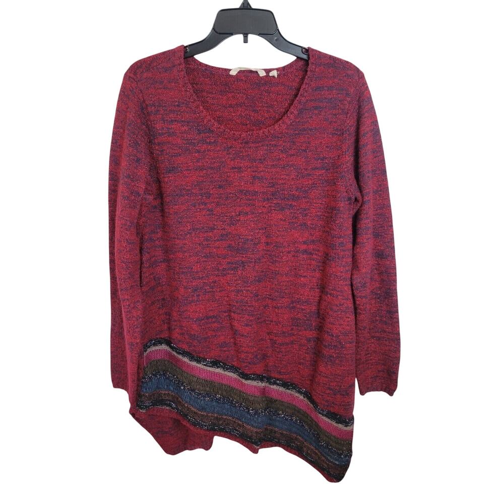 Soft Surroundings Raku Red Knit‎ Wool Blend Asymmetrical Sweater Women's Large